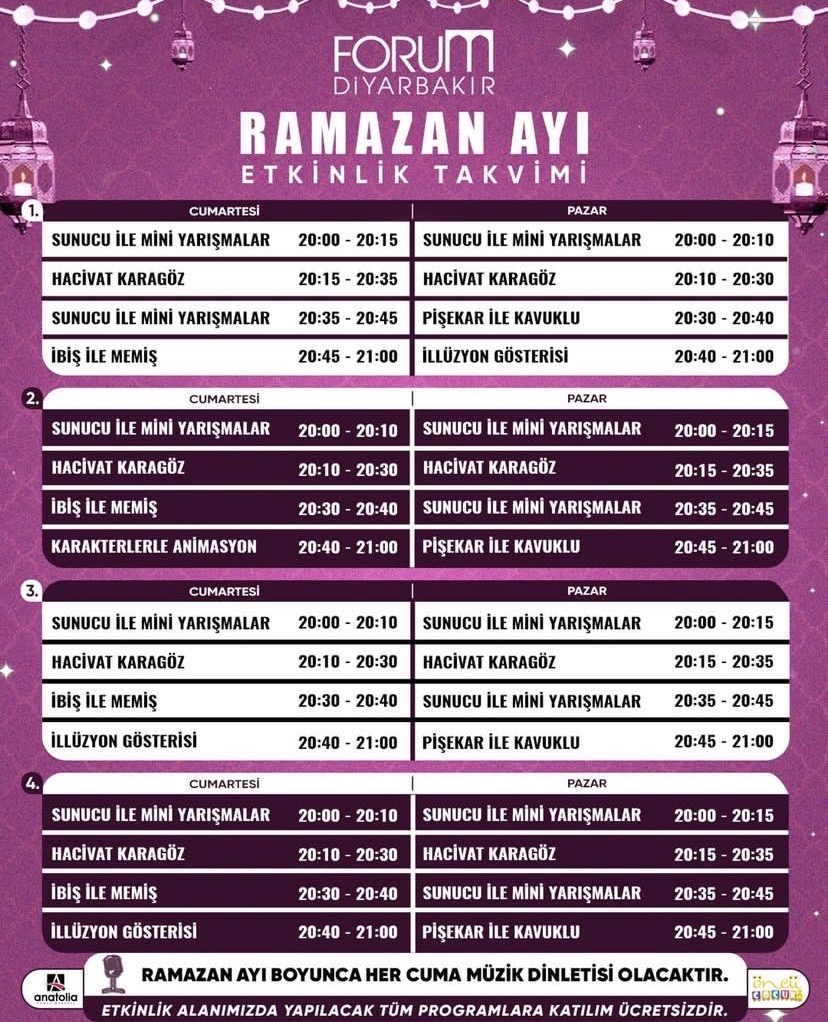 RAMAZAN AYI ETKİNLİK TAKVİMİ